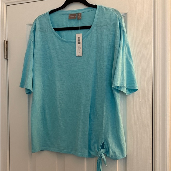 Chico’s Women's Aqua Blouse with Side Tie - Picture 1 of 6